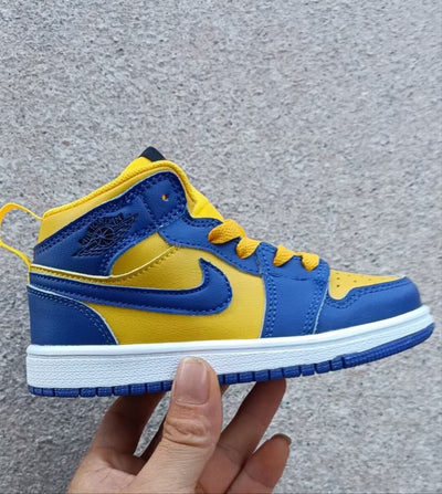 Baby Shoes Jordan Mid 1 Blue and Yellow